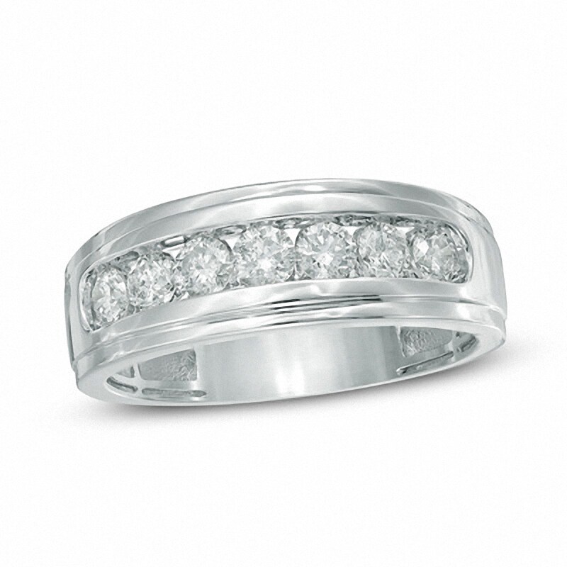 Main Image 1 of Previously Owned - 3/4 CT. T.W. Diamond Seven Stone Step Edge Anniversary Band in 10K White Gold