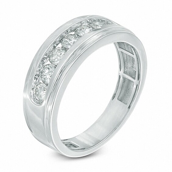 Previously Owned - 3/4 CT. T.w. Diamond Seven Stone Step Edge Anniversary Band in 10K White Gold