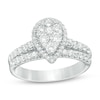 Thumbnail Image 1 of Previously Owned - 1 CT. T.W. Pear-Shaped Multi-Diamond Frame Bridal Set in 14K White Gold
