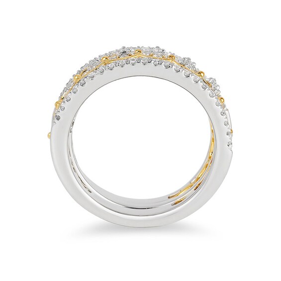 Previously Owned - Enchanted Disney Princess 1/2 CT. T.w. Diamond Tiara Stackable Three Ring Set in 14K Two-Tone Gold