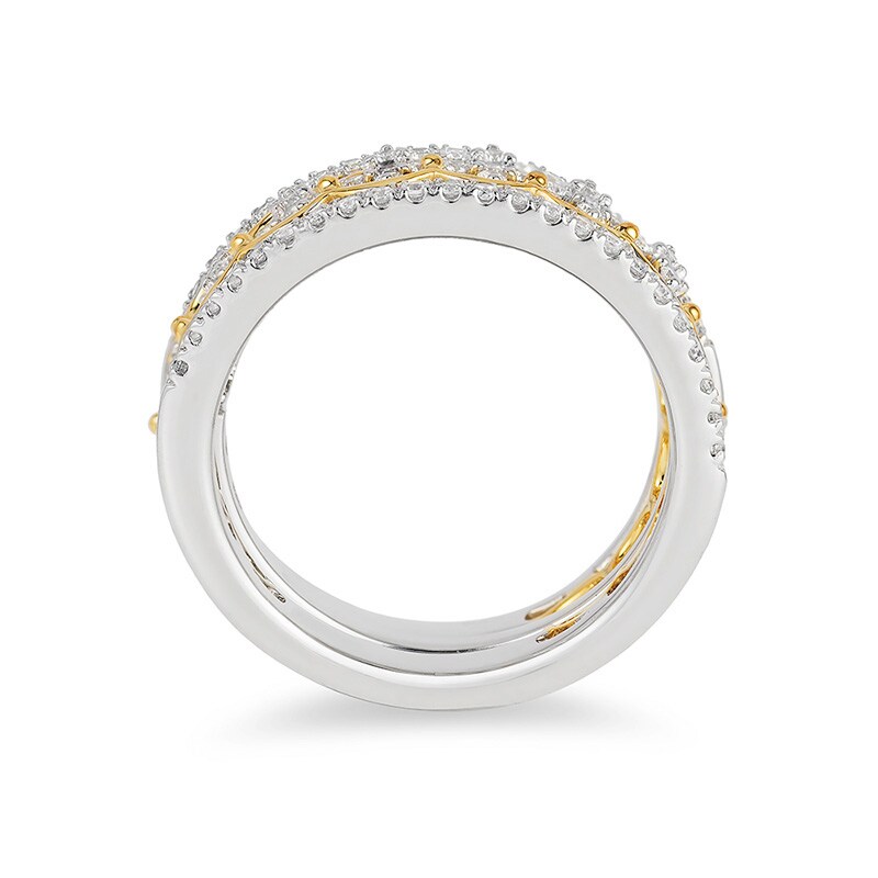 Main Image 3 of Previously Owned - Enchanted Disney Princess 1/2 CT. T.W. Diamond Tiara Stackable Three Ring Set in 14K Two-Tone Gold