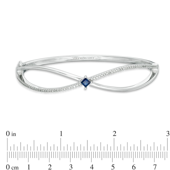 Previously Owned - Vera Wang Love Collection Princess-Cut Blue Sapphire and 3/8 CT. T.w. Diamond Bangle