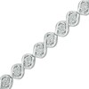 Thumbnail Image 1 of Previously Owned - 1/2 CT. T.W. Diamond Cluster "X" Bracelet in Sterling Silver - 7.5"