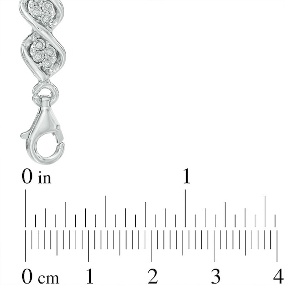 Previously Owned - 1/2 CT. T.w. Diamond Cluster "X" Bracelet in Sterling Silver - 7.5"
