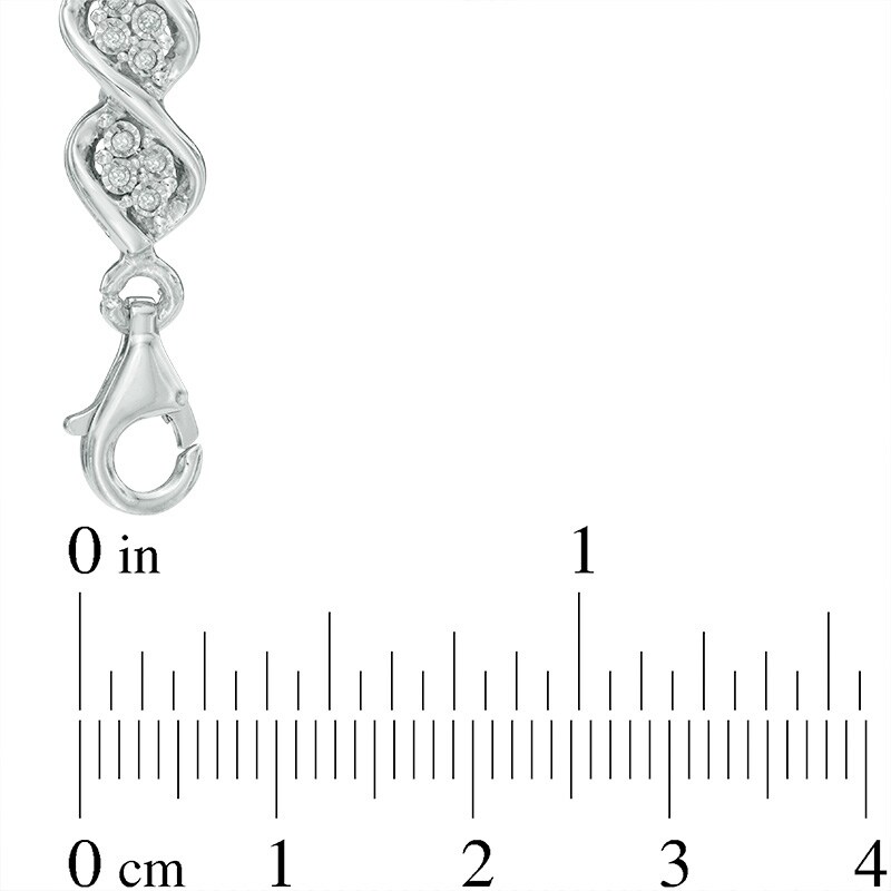 Main Image 2 of Previously Owned - 1/2 CT. T.W. Diamond Cluster "X" Bracelet in Sterling Silver - 7.5"
