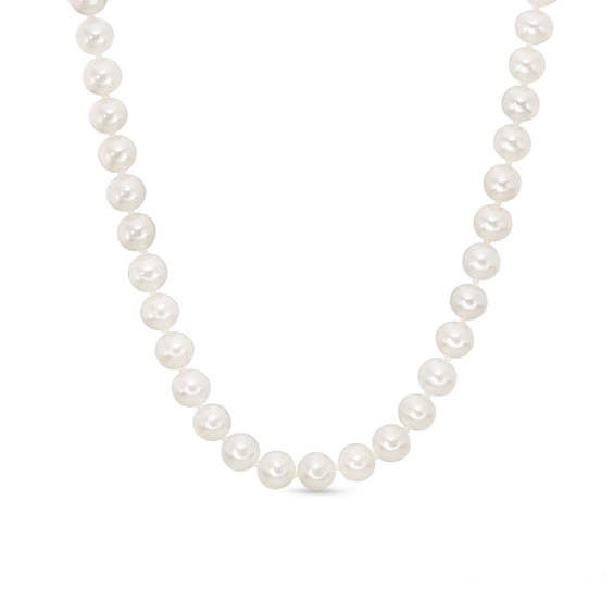 Previously Owned-Vera Wang Love Collection 6.5-7.0mm Freshwater Cultured Pearl 1/15 CT. T.w. Diamond Necklace