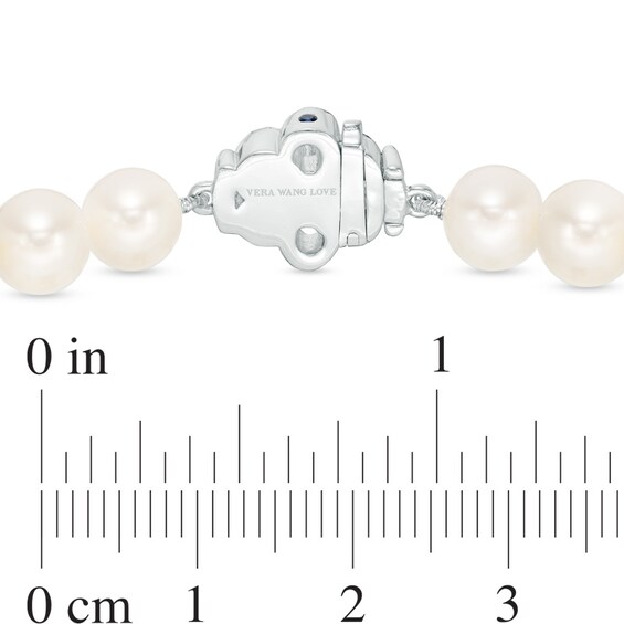 Previously Owned-Vera Wang Love Collection 6.5-7.0mm Freshwater Cultured Pearl 1/15 CT. T.w. Diamond Necklace