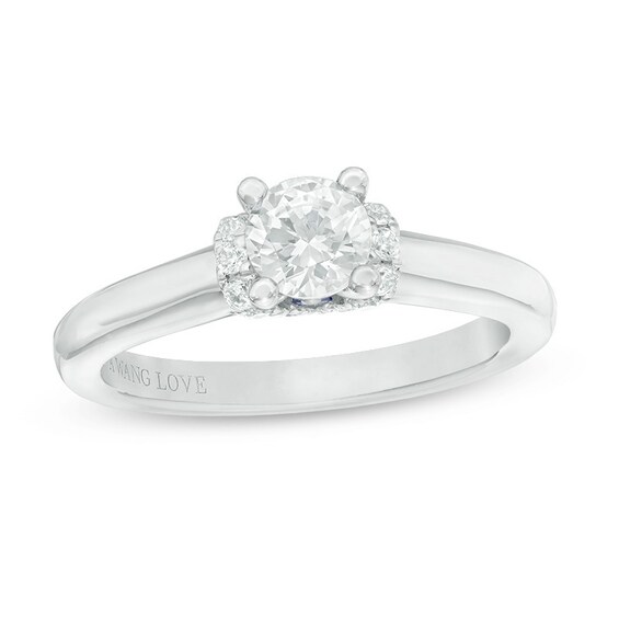 Previously Owned - Vera Wang Love Collection 5/8 CT. T.w. Diamond Solitaire Collar Engagement Ring in 14K White Gold