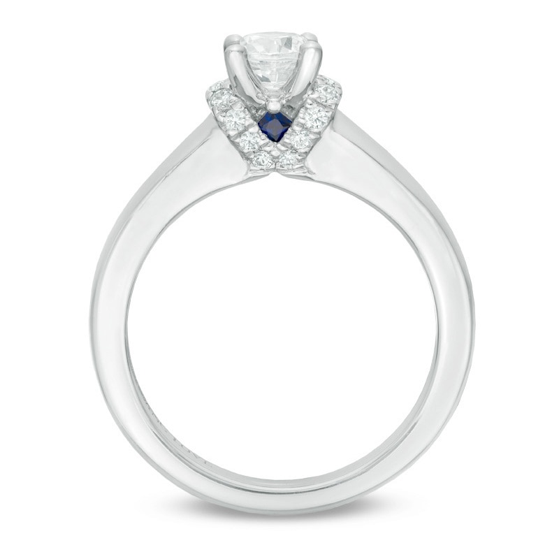 Main Image 3 of Previously Owned - Vera Wang Love Collection 5/8 CT. T.W. Diamond Solitaire Collar Engagement Ring in 14K White Gold