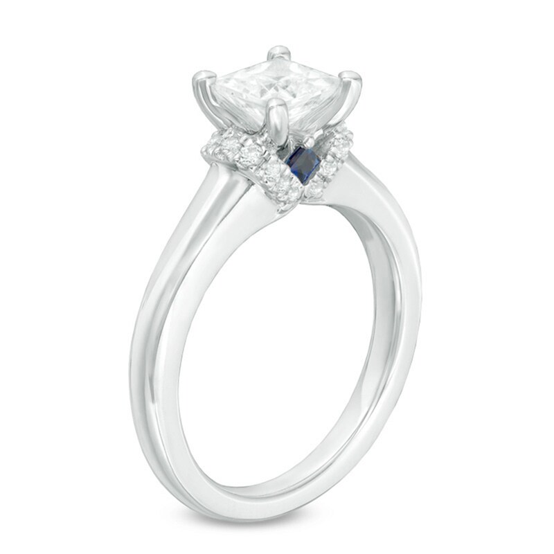 Main Image 2 of Previously Owned - Vera Wang Love Collection 1 CT. T.W. Princess-Cut Diamond Solitaire Collar Engagement Ring in 14K White Gold