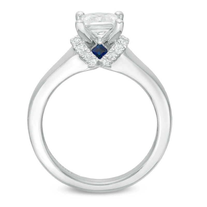 Main Image 3 of Previously Owned - Vera Wang Love Collection 1 CT. T.W. Princess-Cut Diamond Solitaire Collar Engagement Ring in 14K White Gold