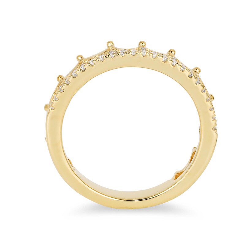 Main Image 3 of Previously Owned - Enchanted Disney Princess 1/6 CT. T.W. Diamond Tiara Wedding Band in 14K Gold