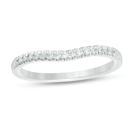 Previously Owned - Love's Destiny by Zales 1/8 CT. T.w. Diamond Contour Wedding Band in 14K White Gold (I/I1)