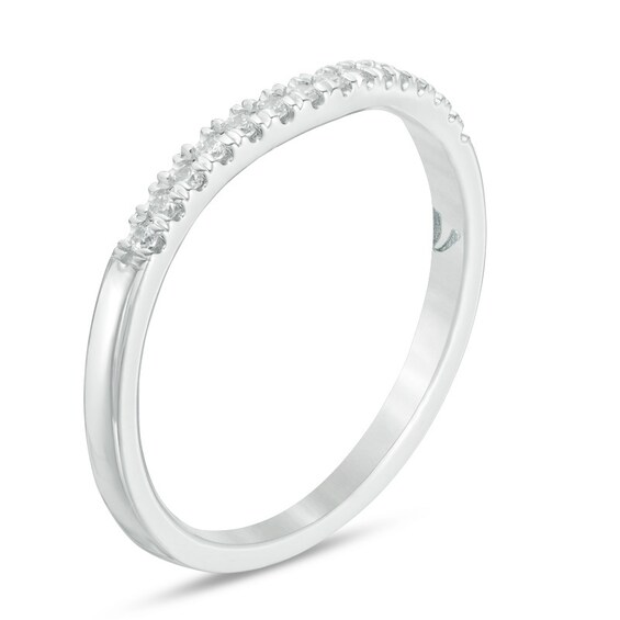 Previously Owned - Love's Destiny by Zales 1/8 CT. T.w. Diamond Contour Wedding Band in 14K White Gold (I/I1)