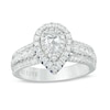Thumbnail Image 1 of Previously Owned - Vera Wang Love Collection 1 CT. T.W. Pear-Shaped Diamond and Sapphire Ring in 14K White Gold