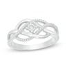 Thumbnail Image 1 of Previously Owned - 1/10 CT. T.W. Diamond Layered Crossover Ring in Sterling Silver