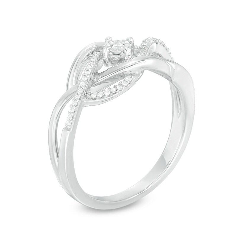 Main Image 2 of Previously Owned - 1/10 CT. T.W. Diamond Layered Crossover Ring in Sterling Silver