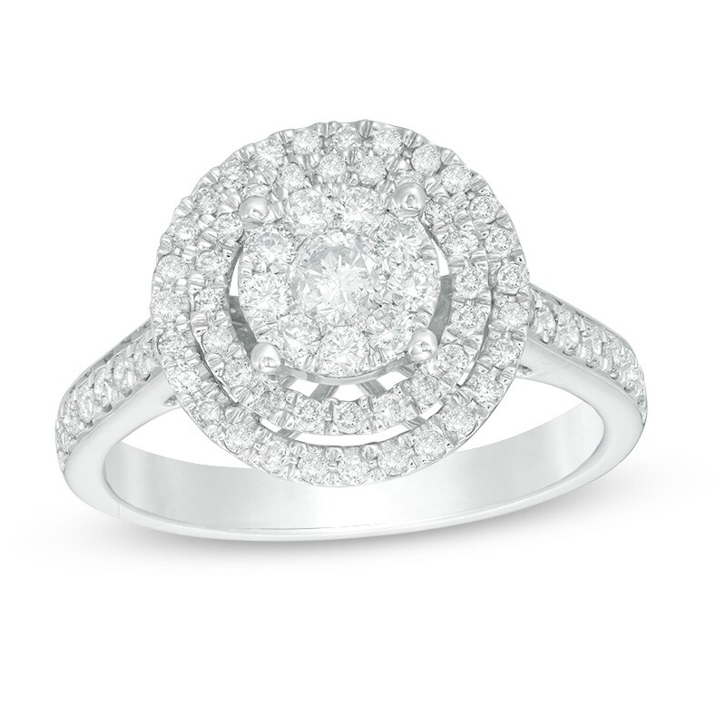 Main Image 1 of Previously Owned - 3/4 CT. T.W. Diamond Triple Frame Ring in 10K White Gold