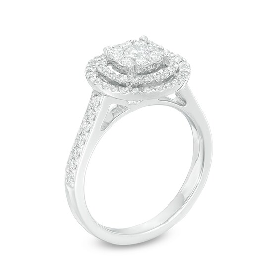 Previously Owned - 3/4 CT. T.w. Diamond Triple Frame Ring in 10K White Gold