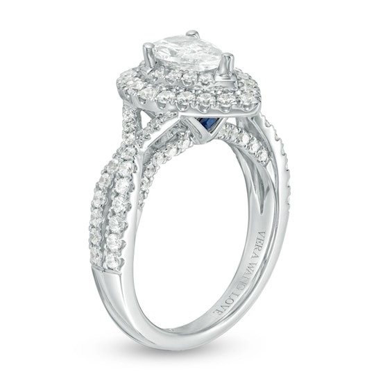Previously Owned - Vera Wang Love Collection 1-5/8 CT. T.w. Pear-Shaped Diamond Double Frame Twist Engagement Ring in 14K White Gold