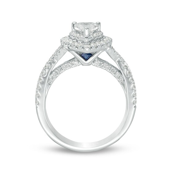 Previously Owned - Vera Wang Love Collection 1-5/8 CT. T.w. Pear-Shaped Diamond Double Frame Twist Engagement Ring in 14K White Gold