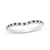 Thumbnail Image 1 of Previously Owned - Vera Wang Love Collection Blue Sapphire and 1/15 CT. T.W. Diamond Wedding Band in 14K White Gold