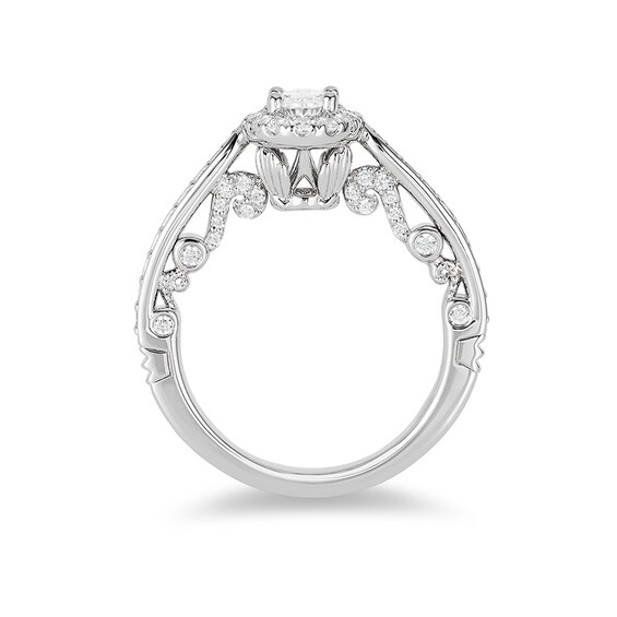 Previously Owned - Enchanted Disney Ariel 1 CT. T.w. Oval Diamond Frame Engagement Ring in 14K White Gold