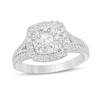 Thumbnail Image 1 of Previously Owned - 1 CT. T.W. Diamond Double Cushion Frame Vintage-Style Engagement Ring in 14K White Gold