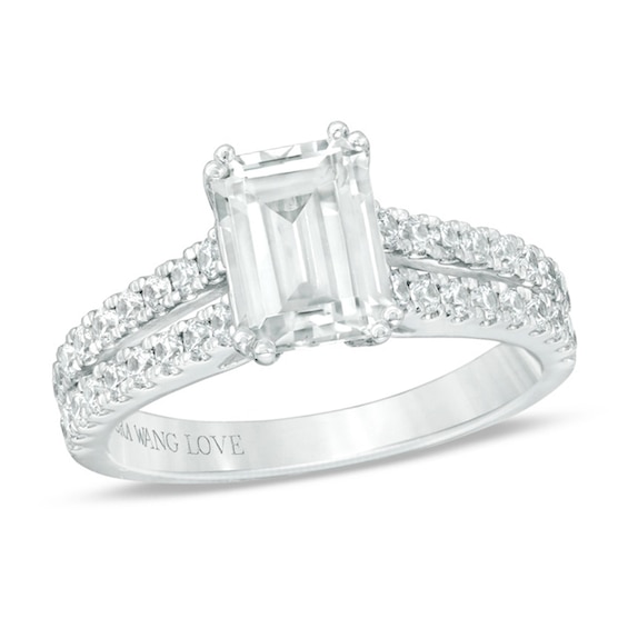 Previously Owned - Vera Wang Love Collection 2 CT. T.w. Emerald-Cut Diamond Engagement Ring in 14K White Gold