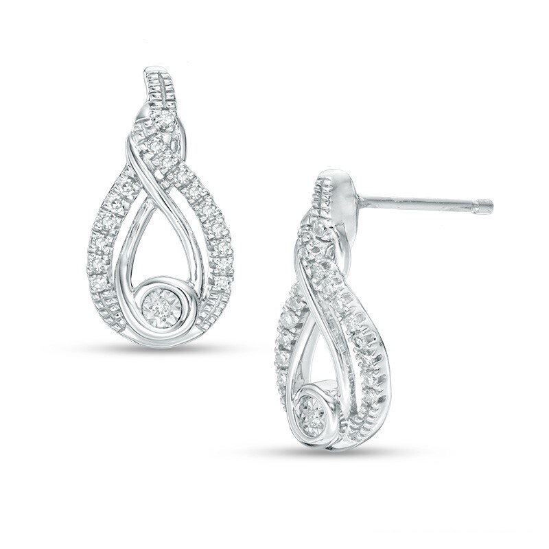 Main Image 1 of Previously Owned - Interwoven™ 1/8 CT. T.W. Diamond Drop Earrings in Sterling Silver