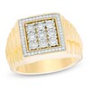 Thumbnail Image 1 of Previously Owned - 1/4 CT. T.W. Composite Diamond Square Frame Stepped Shank Satin Ring in 10K Gold