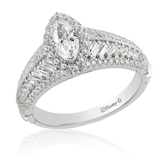 Previously Owned - Enchanted Disney Pocahontas 1-1/2 CT. T.w. Marquise Diamond Frame Engagement Ring in 14K White Gold