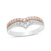Thumbnail Image 1 of Previously Owned - 1/2 CT. T.W. Princess-Cut and Round Diamond Double Chevron Anniversary Band in 14K Two-Tone Gold