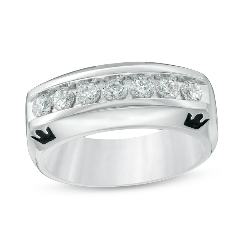 Main Image 1 of Previously Owned - Enchanted Disney 3/4 CT. T.W. Diamond Crown Wedding Band in 14K White Gold