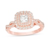 Thumbnail Image 1 of Previously Owned - 1 CT. T.W. Princess-Cut Diamond Double Frame Twist Engagement Ring in 14K Rose Gold