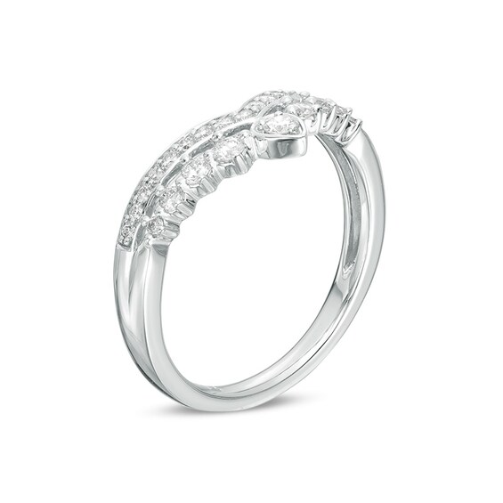 Previously Owned - 1/3 CT. T.w. Diamond Crown Contour Wedding Band in 14K White Gold