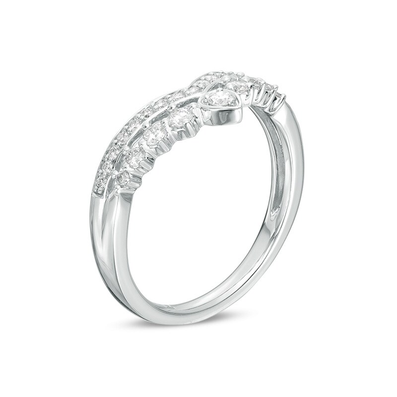Main Image 2 of Previously Owned - 1/3 CT. T.W. Diamond Crown Contour Wedding Band in 14K White Gold