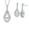 Thumbnail Image 1 of Previously Owned - 1/10 CT. T.W. Diamond Accent Teardrop Pendant and Earrings Set in Sterling Silver