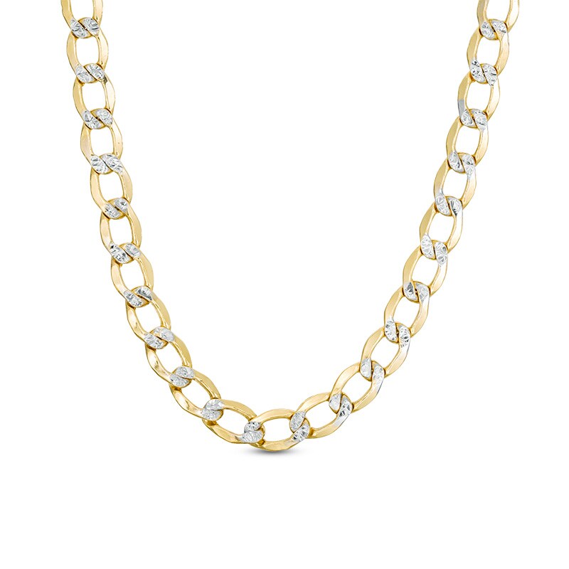Main Image 1 of Previously Owned - Made in Italy Men's 150 Gauge Diamond-Cut Curb Chain Necklace in 10K Two-Tone Gold - 22"