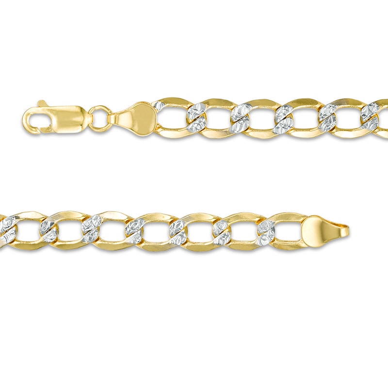 Main Image 3 of Previously Owned - Made in Italy Men's 150 Gauge Diamond-Cut Curb Chain Necklace in 10K Two-Tone Gold - 22"