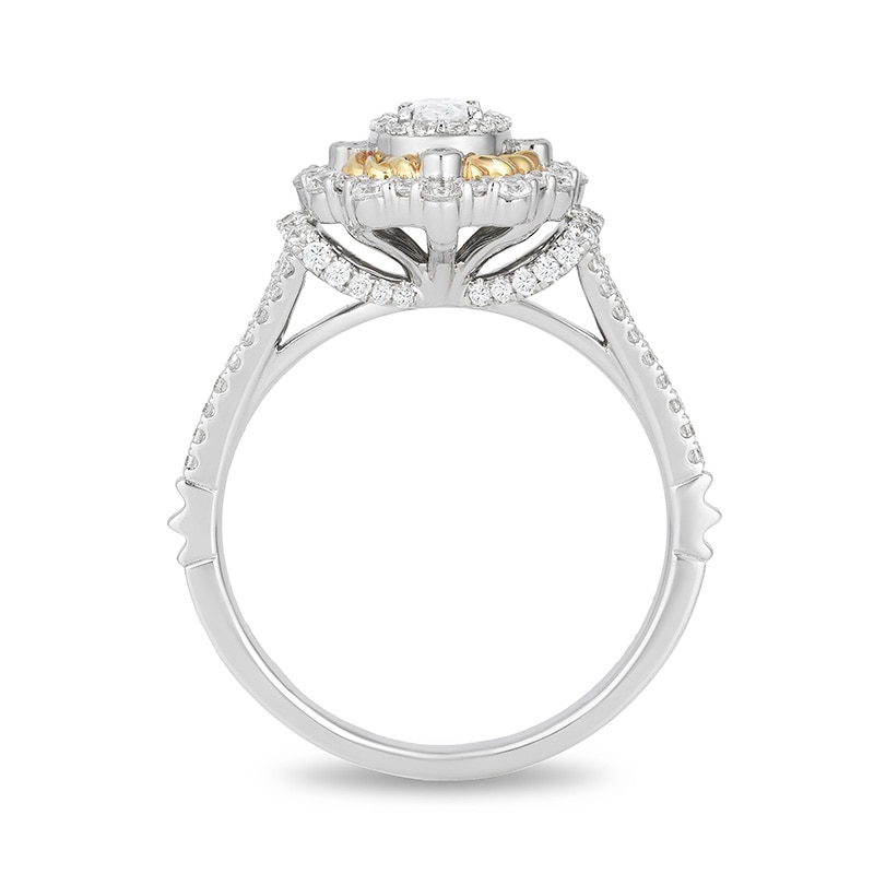 Main Image 3 of Previously Owned - Enchanted Disney Snow White 1 CT. T.W. Oval Diamond Twist Engagement Ring in 14K Two-Tone Gold