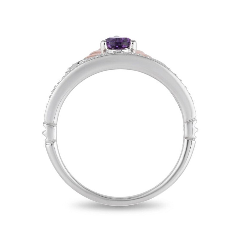 Main Image 3 of Previously Owned - Enchanted Disney Ariel Amethyst and 1/10 CT. T.W. Diamond Ring in Sterling Silver and 10K Rose Gold