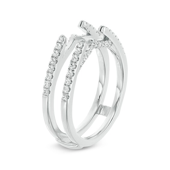 Previously Owned - 1/3 CT. T.w. Diamond Cathedral Solitaire Enhancer in 14K White Gold