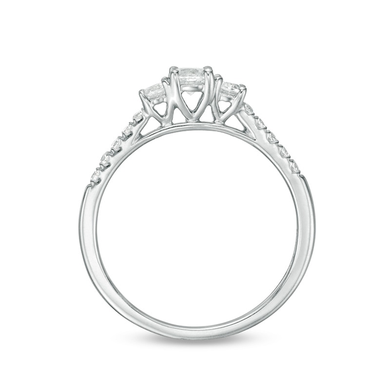 Main Image 5 of Previously Owned - 1/2 CT. T.W. Diamond Past Present Future® Engagement Ring in 10K White Gold