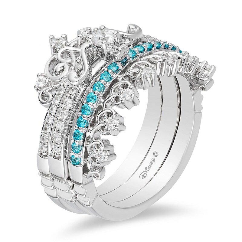 Main Image 2 of Previously Owned - Enchanted Disney Merida 1/4 CT. T.W. Diamond and Topaz Stackable Band Set in 10K White Gold