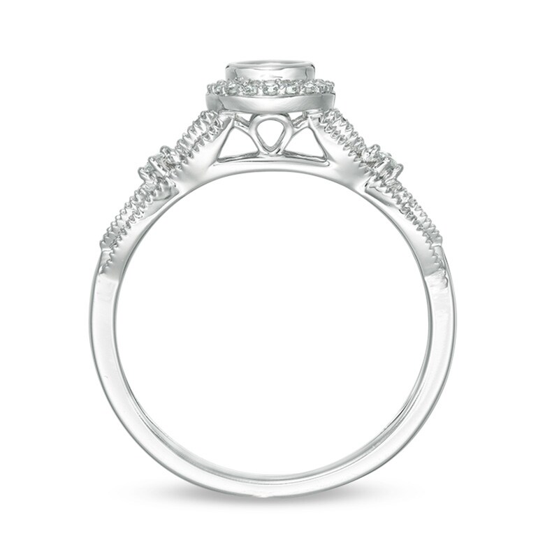 Main Image 5 of Previously Owned - 1/6 CT. T.W. Diamond Frame Vintage-Style Engagement Ring in 10K White Gold