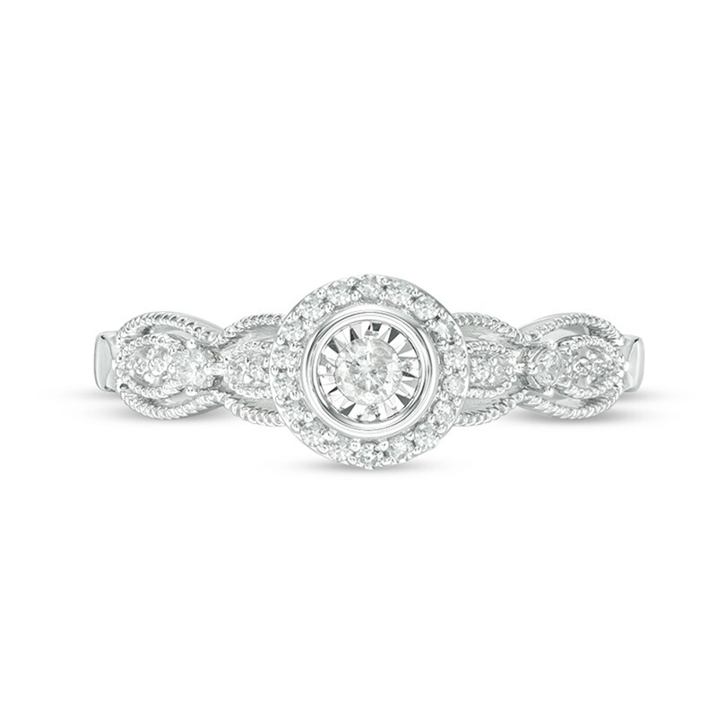 Main Image 6 of Previously Owned - 1/6 CT. T.W. Diamond Frame Vintage-Style Engagement Ring in 10K White Gold