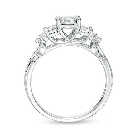 Previously Owned - 1/3 CT. T.w. Diamond Past Present FutureÂ® Tri-Sides Twist Shank Engagement Ring in 10K White Gold