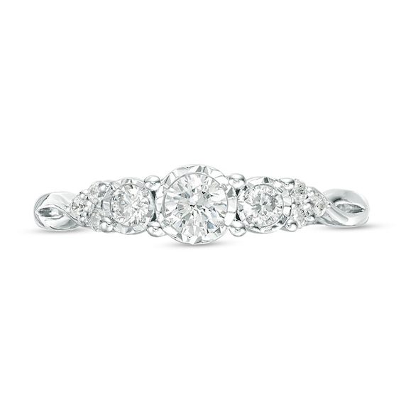 Previously Owned - 1/3 CT. T.w. Diamond Past Present FutureÂ® Tri-Sides Twist Shank Engagement Ring in 10K White Gold