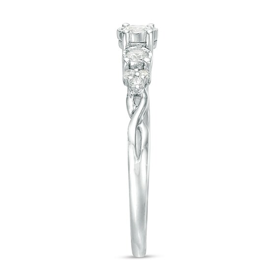 Previously Owned - 1/3 CT. T.w. Diamond Past Present FutureÂ® Tri-Sides Twist Shank Engagement Ring in 10K White Gold